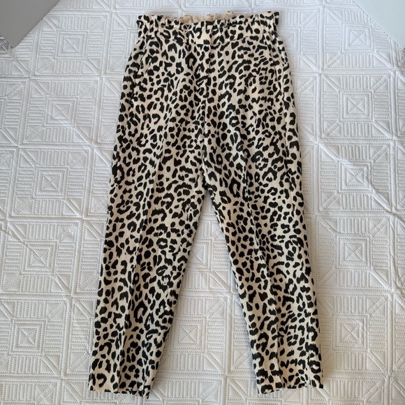 J. Crew Linen Blend Animal Print Cropped Pants Size 2 - Picture 1 of 9